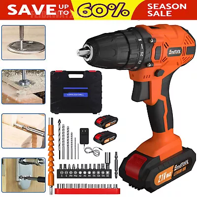Cordless Hammer Drill Set Electric Impact Driver Screwdriver LED Light Battery • £20.30