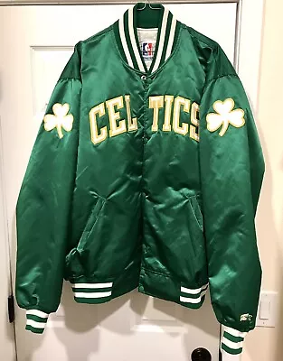 BOSTON CELTICS NBA Vintage 80s STARTER Bomber Jacket Green Mens XXXL • $219.99