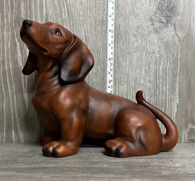 Vtg Glazed Dachshund Wiener Dog Statue Figure Ceramic Figurine Brown 14” L (SM) • $26.99