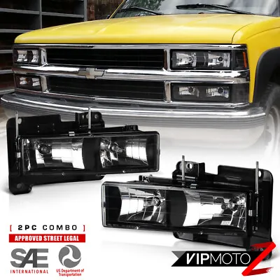 Black Composite Headlights Headlamps For 1988-1998 GMC C/K 1500 2500 3500 Pickup • $55.40