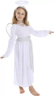 White Angel Costume With Silver Details + Silver Halo - Medium • £9.99