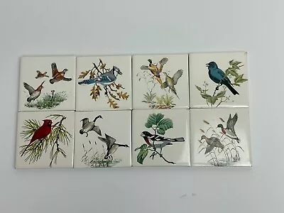 Vintage Hand Painted Bird Nature Ceramic Tiles Coaster Trivet Sample Set Of 6 3  • $29.99