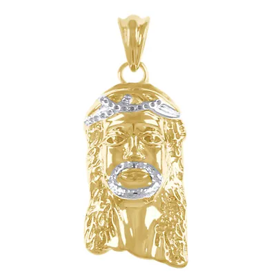 Mens Jesus Face Head Charm Religious Pendant 1.0 In (L) Real 10K Yellow Gold • $275.99