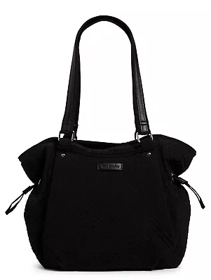 VERA BRADLEY Large GLENNA Tote CLASSIC BLACK Microfiber Pleated • $50