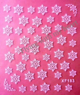 Pure White Snow Snowflake Lace Heart Christmas Party 3D Nail Art Stickers • $2.74