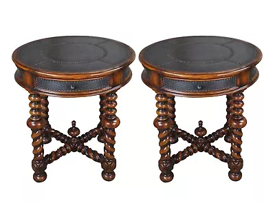 2 Theodore Alexander Amoury Libson Mahogany Engraved Brass Bedside End Tables • $4680