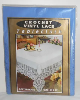 Crochet Vinyl Lace Blue Tablecloth BETTER HOME 54x72  NIP Hand Crochet Style • $12