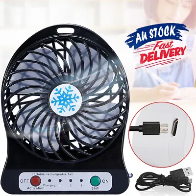 $9.99 • Buy Portable Rechargeable 3 Mode LED Light Fan Air Cooler Mini Desk USB Battery Fan