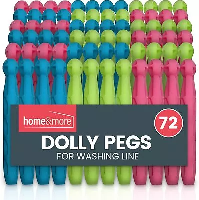 72 Strong Dolly Pegs | Durable Plastic Laundry Washing Clothes Line Coloured Peg • £7.99