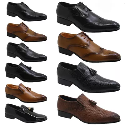 New Mens Faux Leather Smart Wedding Italian Formal Office Dress Work Shoes Size • £12.95