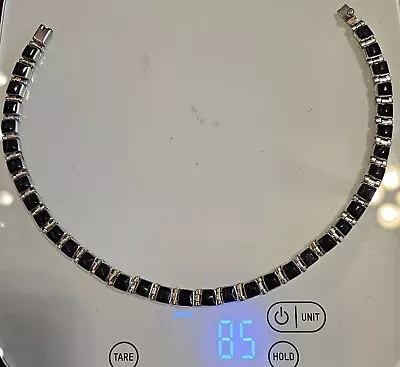 Solid Mexico Sterling Collar Necklace Choker 950 TJ-63 Mexico 85G Black Onyx • $79