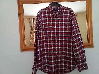 Ralph Lauren Red Tartan Long Sleeve Check Men's Shirt. - Size L  Uk. • £3.95
