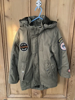 £9.99 • Buy H&M Boys Khaki Dinosaur Design Hooded Coat Age 5-6 Years