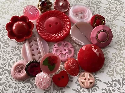 Fancy Vintage & Contemporary Red & Pink Plastic & Glass Buttons • $10.99