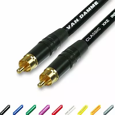 Gold RCA To RCA Audio Cable. Phono Phono Lead. Van Damme Sub Woofer Long 3m 10m • £15.26