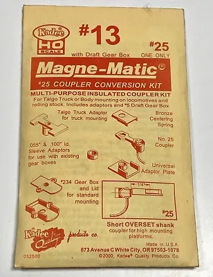 Kadee 13 Magne-Matic #25 Coupler Conversion Kit New Sealed • $4.50