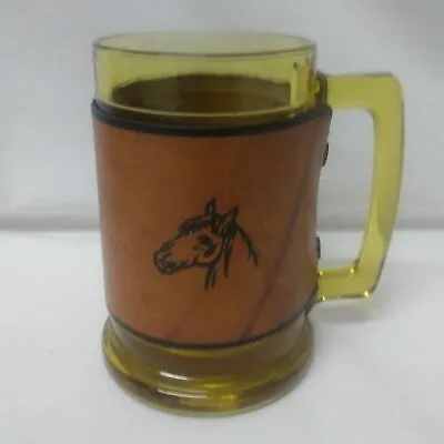 $18.95 • Buy Leather Horse Mug Amber Glass With Leather Wrap