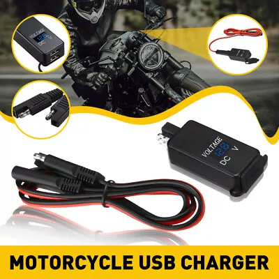 SAE To USB Dual Port Charger Voltmeter Cable Adapter Waterproof For Motorcycle • $23.86