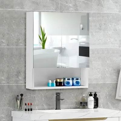 2 Doors Bathroom Mirrored Cabinet Wall Mounted Cupboard With Shelf Storage • £39.99