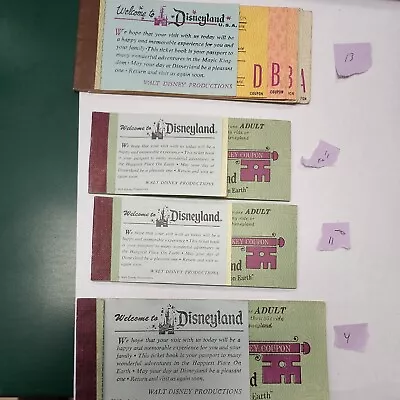 4 Vintage 1960s Disneyland Magic Key Ticket Coupon Books 38 Tickets Total JBP74 • $48.70