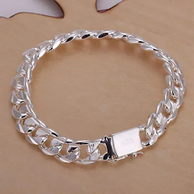 Fashion 925 Silver Classic Men Women Chain Bracelet Wedding Jewelry Gift • $2.74