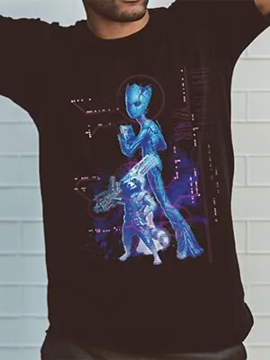 The Avengers Infinity War Neon Groot T-Shirt Unisex Mens Ladies Marvel XL • £7.95