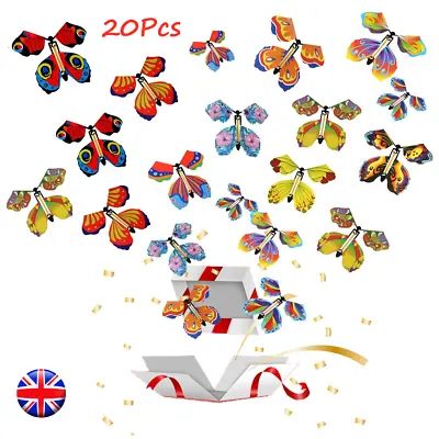 20Pcs Magic Flying Wind Up Butterfly Toy For Birthday Greeting Card Wedding Gift • £7.99