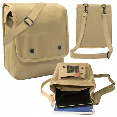 Rothco Canvas Map Case Shoulder Bag In Khaki - Messenger Travel Work School Bags • $21.99