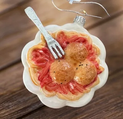 Pasta Glass Ornament Italian Food Noodle Tomato Dinner Italy Spaghetti Meatballs • $35