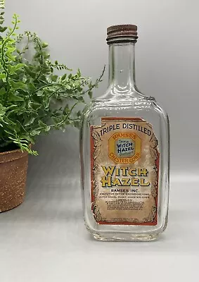 Vintage RAMSES Connecticut WITCH HAZEL Bottle Clear Glass Metal Cap • $29.99