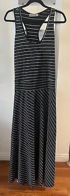 Veronica M. Women's Black/White Striped Drop Waist Long Dress XL • $15