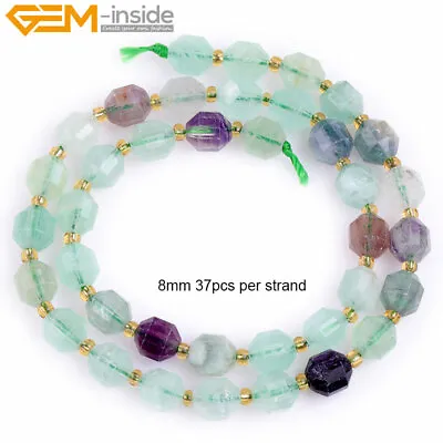 Assorted Natural Gemstone Bicone Faceted Loose Beads For Jewelry Making Strand • £9.95