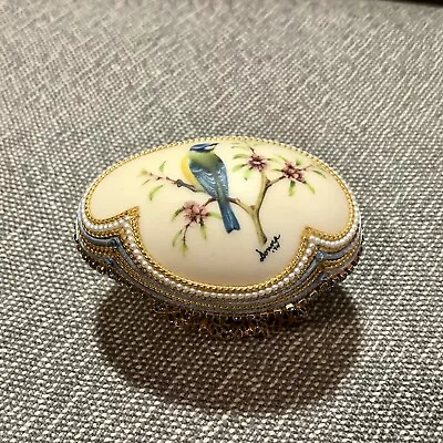 Handpainted Egg With Bird Trinket Jewelry Box • $17