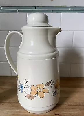 Vintage Phoenix Insulated Coffee Tea Pitcher Carafe W Colorful Flowers 1980's • $8.99