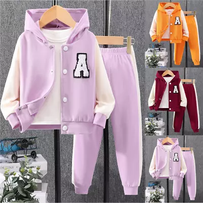 UK Fashion Girls Jumper Sweatshirt Tops Pants Kids Clothes Outfits Set 2-8 Years • £11.49