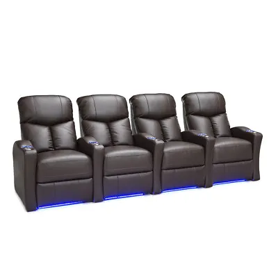 Seatcraft Raleigh Home Theater Seating Brown Leather Gel Power Recline LED • $2350