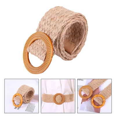  Coat Belt Elastic Women Vintage Wood Buckle Rustic Waist Miss Adjustable • £8.18