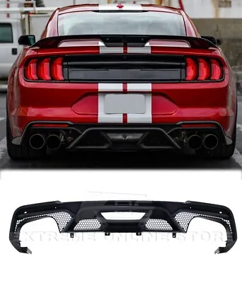 GT500 Style Rear Bumper Diffuser For 18-23 Ford Mustang Matte Black Quad Tips • $449.98