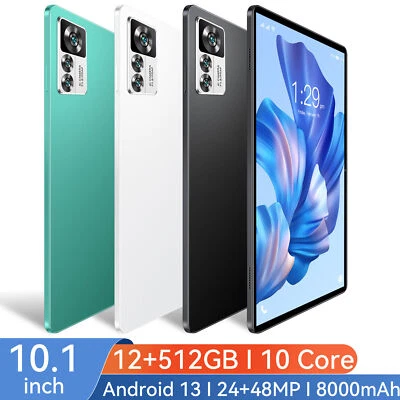 $216.99 • Buy 2023 10.1 Inch Tablet PC HD Android 13 12GB+512GB ROM 2560x1600 IPS CPU 10 Cores