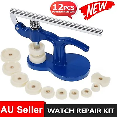 12 Dies Watch Press Back Case Closer Crystal Glass Fitting Watch Repair Tool Kit • $23.49