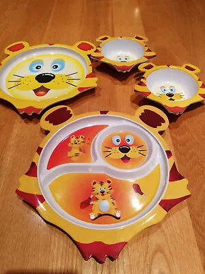 Tiger Melamine Plates & Bowls (set Of 4) • £19.99