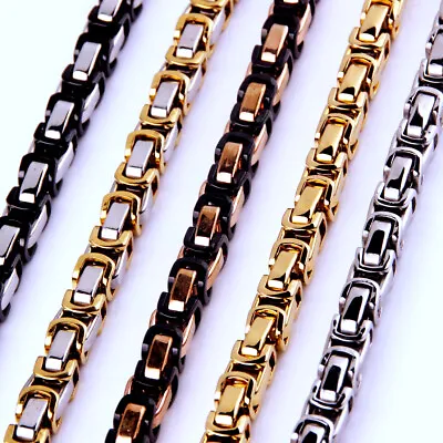 5/6/8mm Hip Hop Men's Stainless Steel Byzantine Box Chain Necklace Jewelry Gift  • $4.46