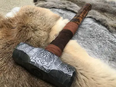 Handmade Viking Bear Mjolnir Hammer Hand Engraved Burned And Carved • $395.99