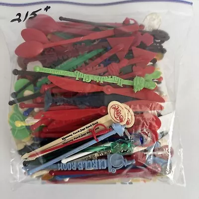 Vintage Drink Swizzle Sticks Cocktail Midcentury Plastic Stirrers Lot Of 215 • $18