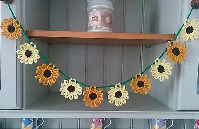 £5.99 • Buy Handmade Crochet Sunflower Bunting/Garland Dresser  Nursery Conservatory Caravan