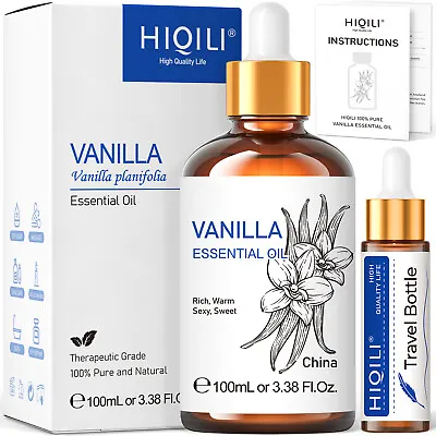 HIQILI 100ml Vanilla Essential Oil 100% Pure Natural Diffuser Strong Aroma Soap • £9.90
