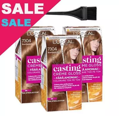 L'Oreal Paris Casting Creme Cinnamon 7304 Ammonia Free Hair Color Value Pack X 3 • £51.82