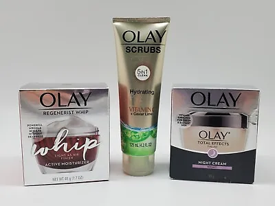 $49.95 • Buy OLAY 3 Piece Set Regenerist Cream + Total Effects Night Cream + Scrub Cleanser
