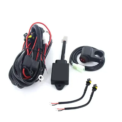 Motorcycle Fog Spot Light Flash Controller Cable Switch Relay Wiring Harness Kit • $32.30