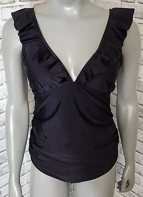 Ruffle Maternity Swimsuit One Piece V Neck Pregnancy Lace Up Womens Size Large  • $11